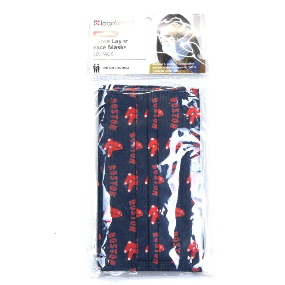Boston Red Sox 6-Pack Three Layer Face Masks - Adult